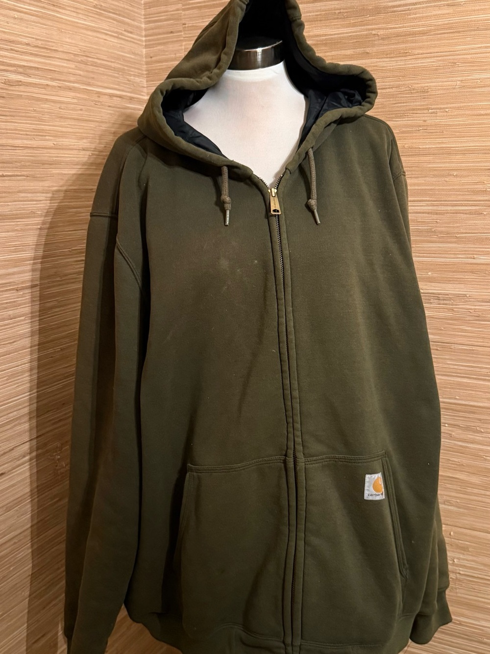 Carhartt Olive Insulated Hooded Full-Zip Work Hoodie